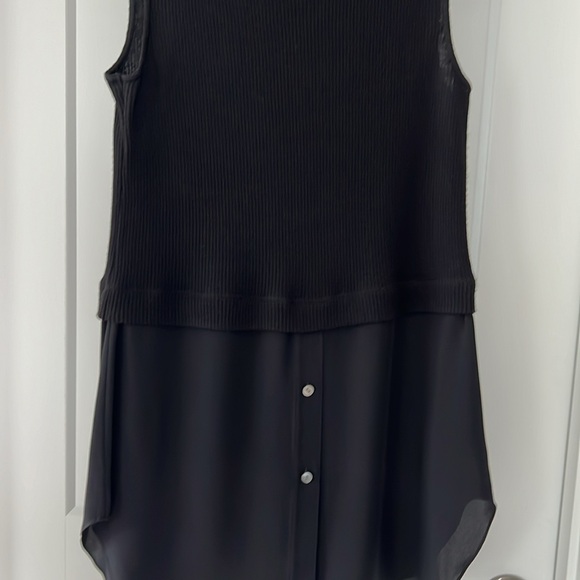 Theory sleeveless combo tunic, wool blend on top, silk button down bottom size s - Picture 8 of 10